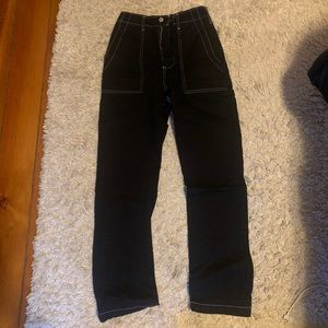 Brandy Melville Black White Stitch Cargo Pants